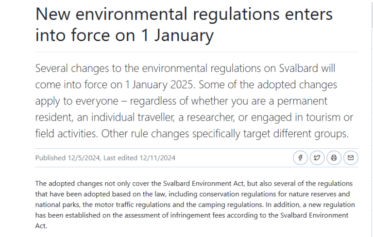 Thumbnail for Svalbard Environmental Regulations in English